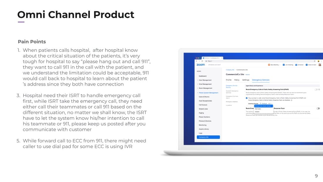 Zoom admin Emergency Services settings routing calls to a Public Safety Answering Point